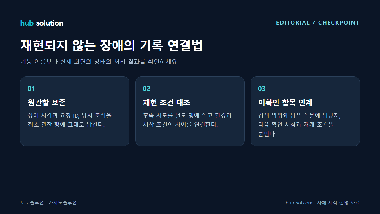 재현되지 않는 장애의 기록 연결법