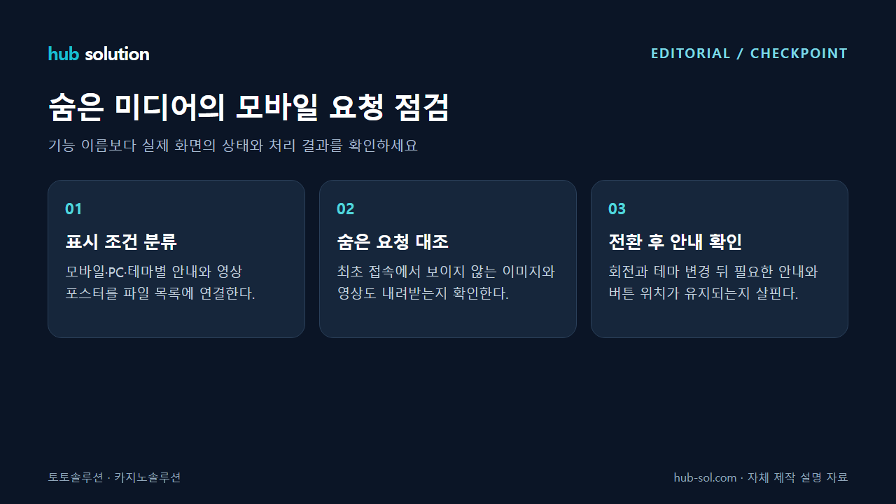 숨은 미디어의 모바일 요청 점검